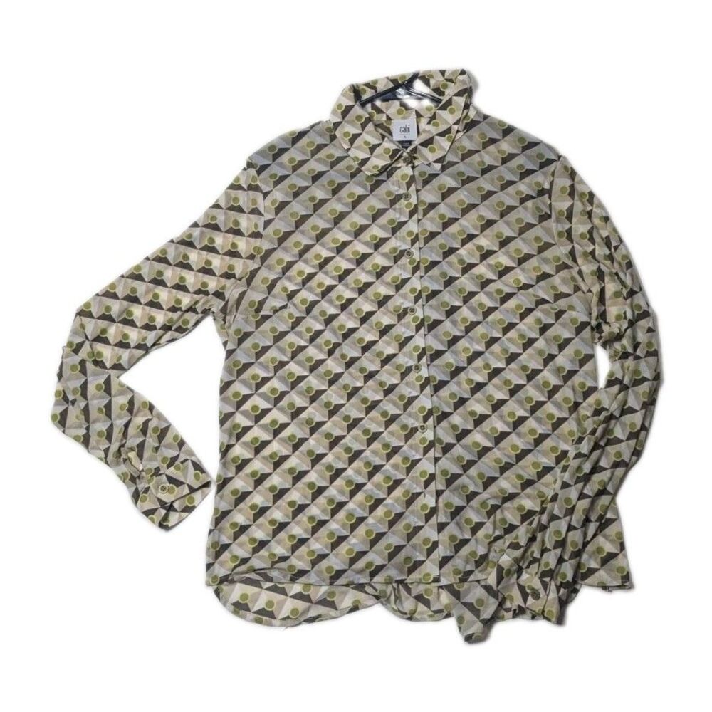 Cabi Sheer Button Up Blouse Vintage CUTE Size Large
